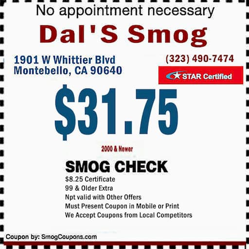 31.75 Smog Check Coupon Near me STAR certified Montebello